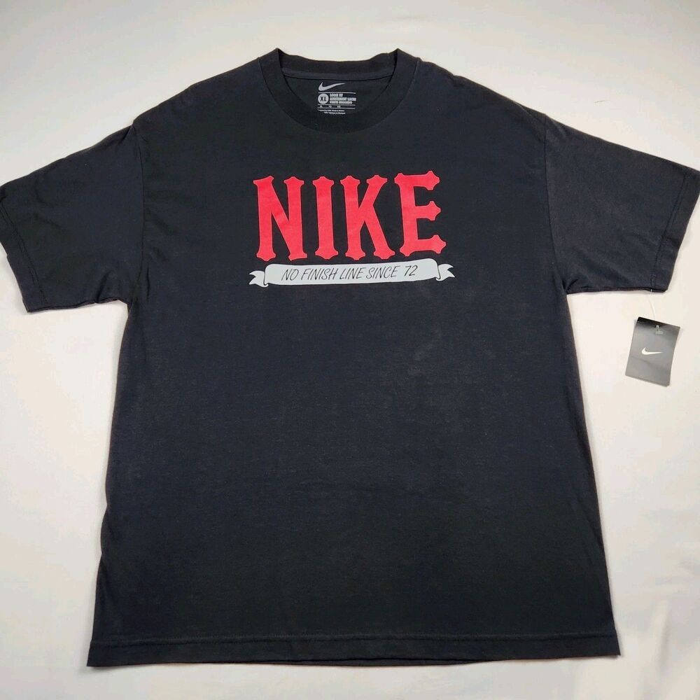 Nike Graphic T-Shirt "No Finish Line" Black/Red Mens Xl Loose Fit Cotton Retro